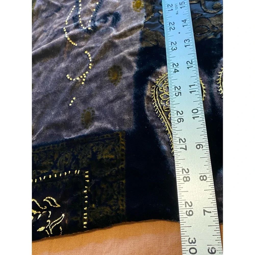 Italy Silk Velvet Burnout Scarf Neck Hair Purse Shoulder Accessories Brown Black
